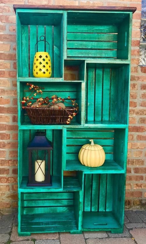 DIY Rustic Crates Bookshelf Plans